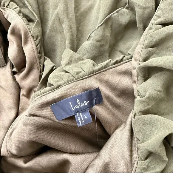 NWT Lulus Compelling Romantic Olive Green Ruffled Tiered Maxi Dress - Picture 4 of 4